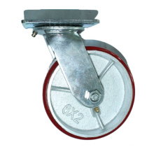 Shuntong Red Uniaxial PU on cast swivel Iron caster wheels